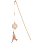 Zabawka dla kota ETHICAT wędka piłka z rattanu i piórka ZOLUX