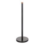 Stojak na papier toaletowy metalowy + bambus 15 x 46,5 cm czarny