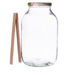 Słoik 4 l z zakrętką 6Z Ogórek i szczypcami drewnianymi
