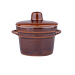 Garnek 1 l z pokrywką brązowy