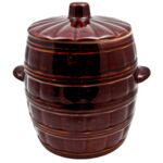 Beczka średnia 5 l z pokrywką brąz/krem