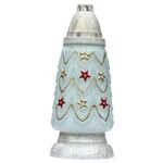 Znicz szklany choinka Z-71 26 cm beżowo-biały