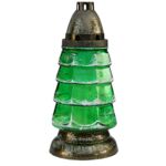 Znicz szklany choinka Z-67/ZŁ 24 cm złoto-zielony