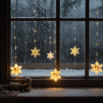 Kurtyna świetlna śnieżynki 78 LED ciepły biały