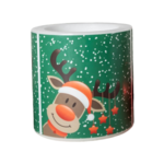 Świeca renifer 8 x 8 cm zielony