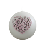 Świeca Flower Heart kula śr. 8 cm biała perła