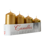 Zestaw świec adwentowych lakierowanych ∅ 6 / 7 / 8 / 9 cm złoty 4 sztuki