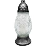 Znicz szklany pisanka LA1030 27,5 cm srebrny