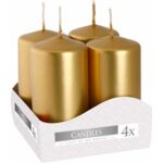 Świeca walec 8 x 3,8 cm wotywna złota 4 szt. Bispol