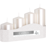 Świeca walec biała 4 szt. różne wysokości Bispol