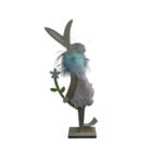 Figurka drewniana zając z futerkiem 31 cm