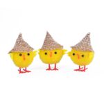 Kurczaki ozdobne w kapeluszu 6 cm 3 sztuki żółty