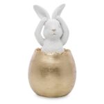 Figurka królik w jajku złotym 14 x 7 cm