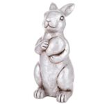 Figurka ceramiczna królik 31 x 13 cm srebrna