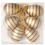 Zawieszki jajka w paski drewniane 6 szt.