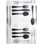 Obrus winylowy FORK 150 x 180 cm biało-czarny