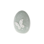 Figurka ceramiczna jajko 13 cm biało-zielona mix wzorów