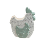 Figurka ceramiczna kura 15,5 cm biało-zielona mix wzorów