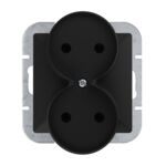 Gniazdo podwójne do systemu ramkowego czarny mat PERŁA