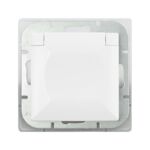 Gniazdo pojedyncze z uziemieniem białe z klapką PERŁA