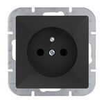 Gniazdo pojedyncze z uziemieniem czarny mat PERŁA