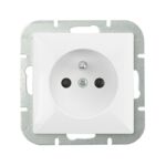 Gniazdo pojedyncze z uziemieniem białe PERŁA