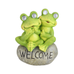 Figurka ceramiczna solarna żaby na kamieniu