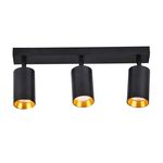 Lampa ścienno-sufitowa MARIBEL 3 x GU10 czarno-złota + czarny pierścień