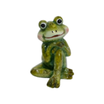 Figurka żaba siedziąca z terakoty 9,5 x 12,5 cm zielona