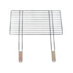 Ruszt grillowy 68 cm x 40 cm ze stali chromowanej z drewnianą rączką Floraland