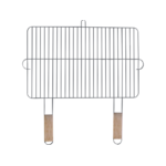Ruszt grillowy 54 cm x 34 cm ze stali chromowanej z drewnianą rączką Floraland