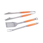 Zestaw szczypce, łopatka, widelec do grilla ze stali nierdzewnej z silikonową rączką Floraland