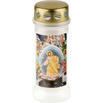 Znicz z ozdobną naklejką Jezus 17,3 cm