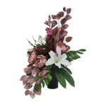 Stroik dekorowany w wazonie lilie, piwonie, gladiole