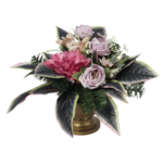 Stroik dekorowany w misie róże, dalie