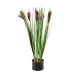 Trawa sztuczna w doniczce 12,5 x 64 cm fioletowe kwiaty