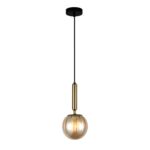 Lampa wisząca Ravena 5 W mosiężna klosz bursztynowy