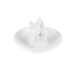 Figurka ceramiczna z paterą królik 15 x 10 cm biała