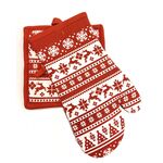 Zestaw podkładka i rękawica kuchenna Christmassy 19 x 30 cm