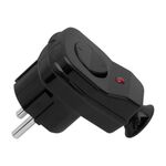 Wtyczka kątowa z uziemieniem, wyłącznikiem, podświetlana, czarna