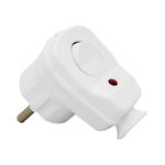 Wtyczka kątowa z uziemieniem, wyłącznikiem, podświetlana, biała