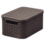 Kosz z pokrywką Rattan Style M 38,6 x 28,7 x 17 cm ciemnobrązowy CURVER