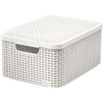 Kosz z pokrywką Rattan Style M 38,6 x 28,7 x 17 cm kremowy CURVER