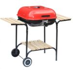 Grill prostokątny z pokrywą wózek czerwony 46 cm