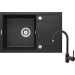Set zlewozmywak granitowy ZRC 2113 grafit+bateria z wylewką U BEN 262M grafit+osprzęt
