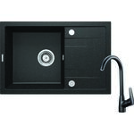 Set zlewozmywak granitowy ZRC 2113 grafit+bateria z wylewką U BMO N62M nero+osprzęt