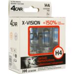Zestaw żarówek samochodowych H4 12 V X-VISION +150% 4CAR