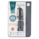 Deska 24 x 16 cm ze skrobakiem i nożykiem do jarzyn 6 cm szara