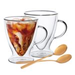 Komplet 2 kubków termicznych na stopce Andrea 300 ml + 2 złote Łyżeczki