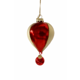 Bombka szklana balon z zawieszką 13 cm biało-czerwony